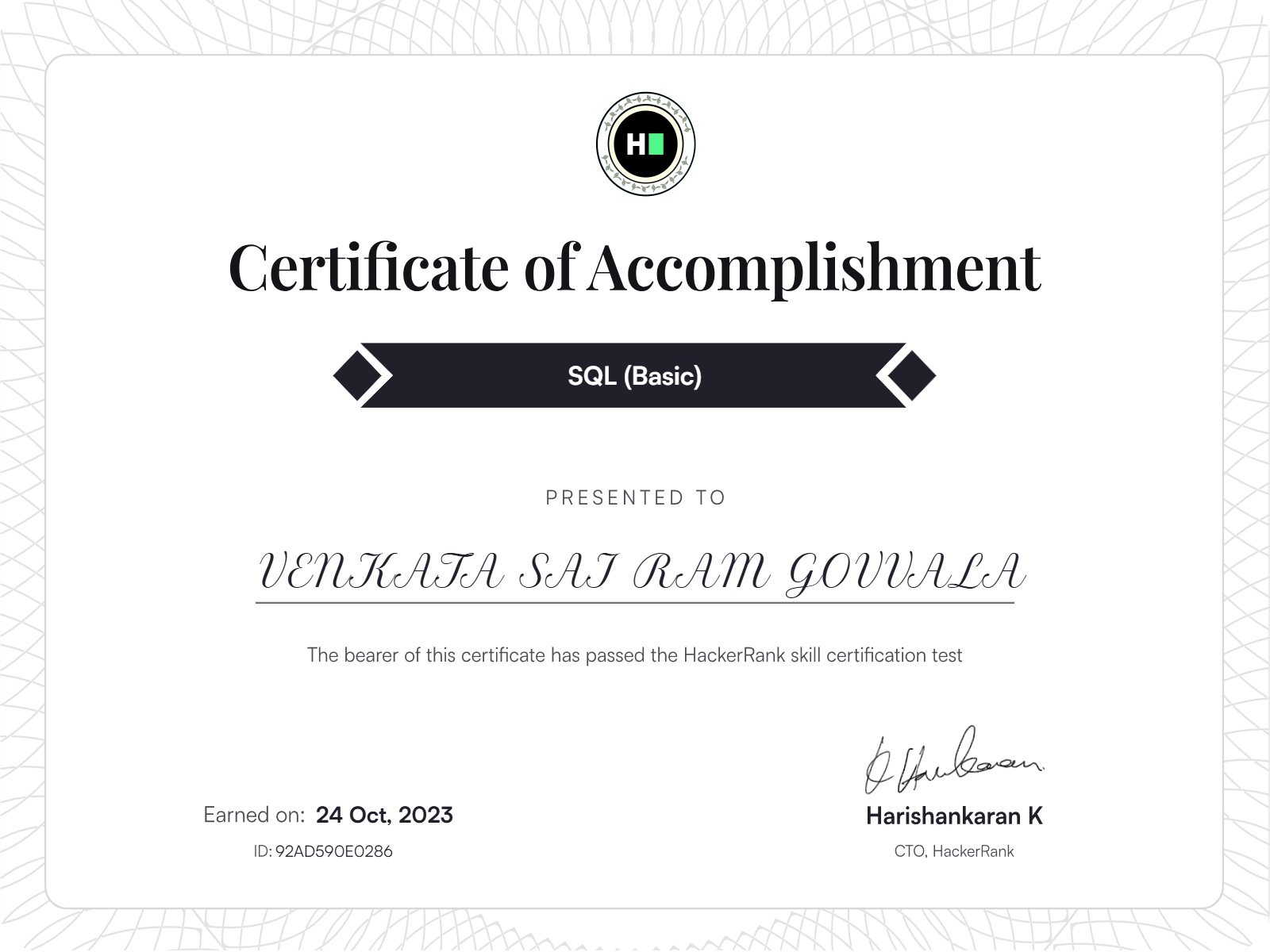 SQL Certificate